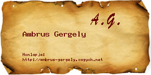 Ambrus Gergely névjegykártya